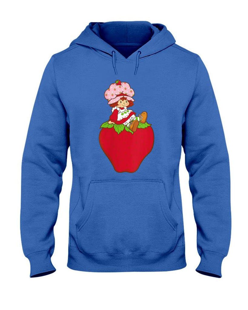 Retro Nostalgia - Womens Strawberry Shortcake Sitting On Strawberry Retro Nostalgia T-Shirt