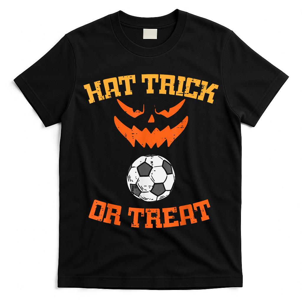 Hat-Trick Or Treat Soccer Sports Halloween Men Boys Girls T-Shirt