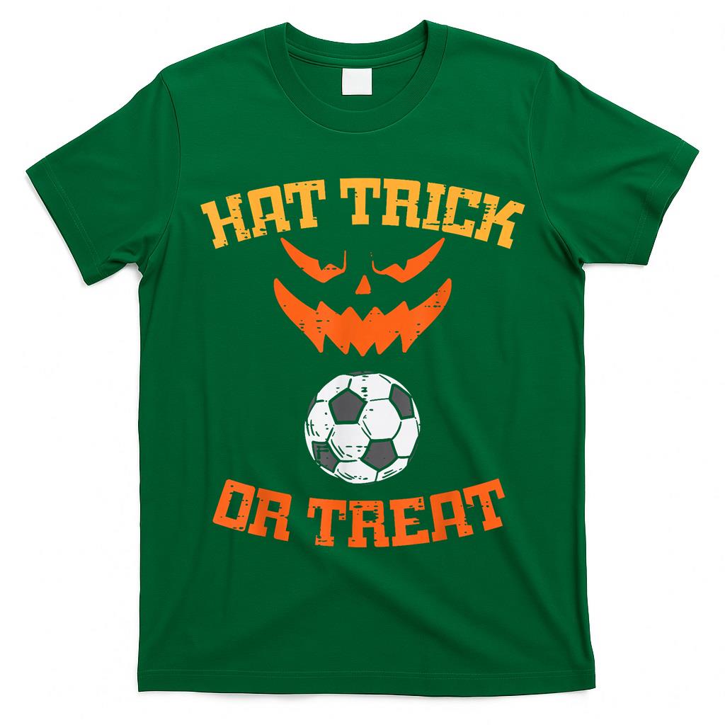 Hat-Trick Or Treat Soccer Sports Halloween Men Boys Girls T-Shirt