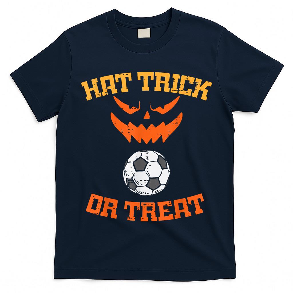 Hat-Trick Or Treat Soccer Sports Halloween Men Boys Girls T-Shirt