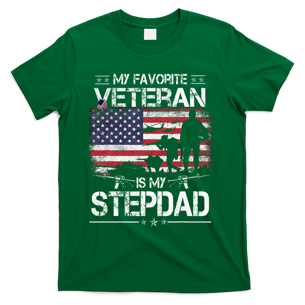 My Favorite Veteran Is My Stepdad Flag Father Veterans Day T-Shirt