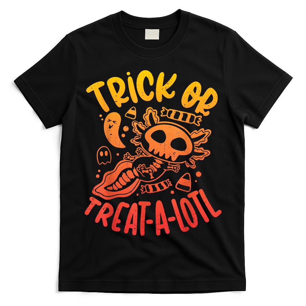 Trick or Treat A Lotl Skeleton Axolotl Halloween Costume T-Shirt