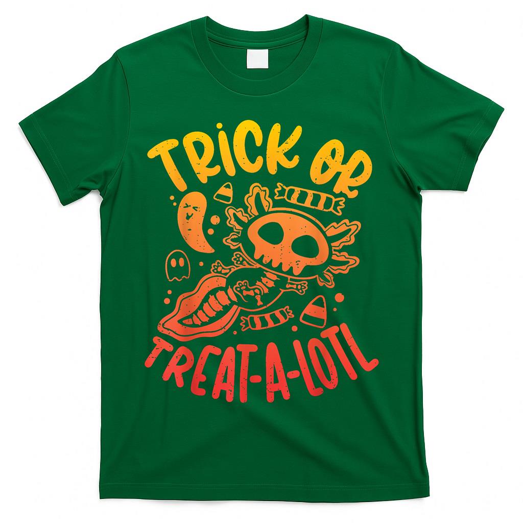 Trick or Treat A Lotl Skeleton Axolotl Halloween Costume T-Shirt