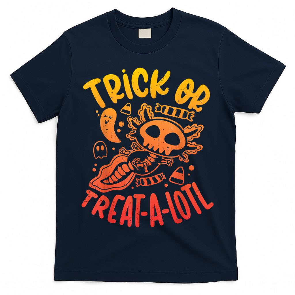 Trick or Treat A Lotl Skeleton Axolotl Halloween Costume T-Shirt
