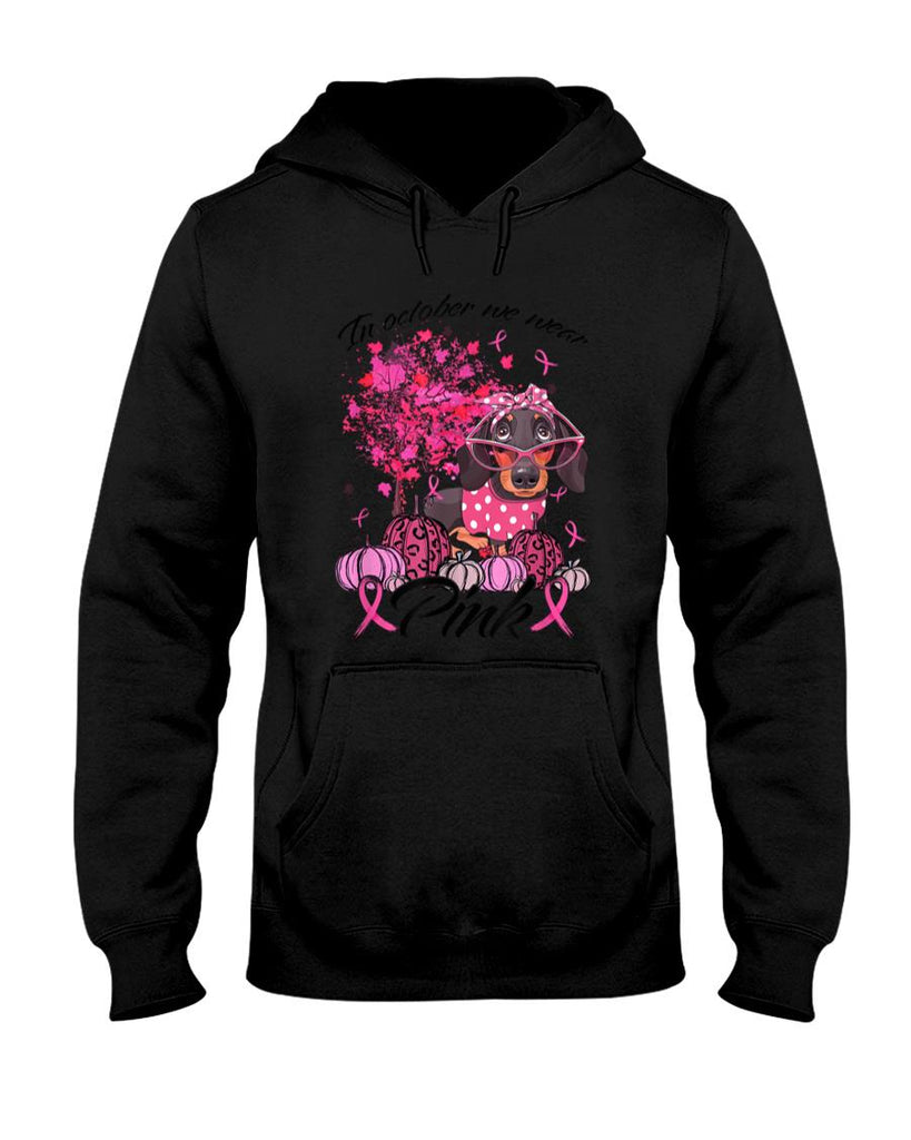 Breast Cancer Awareness In October We Wear Pink Dachshund T-Shirt