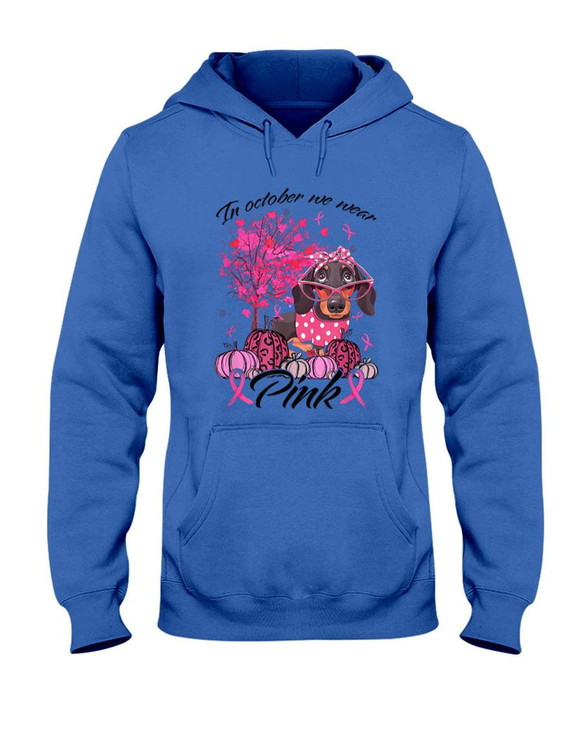 Breast Cancer Awareness In October We Wear Pink Dachshund T-Shirt