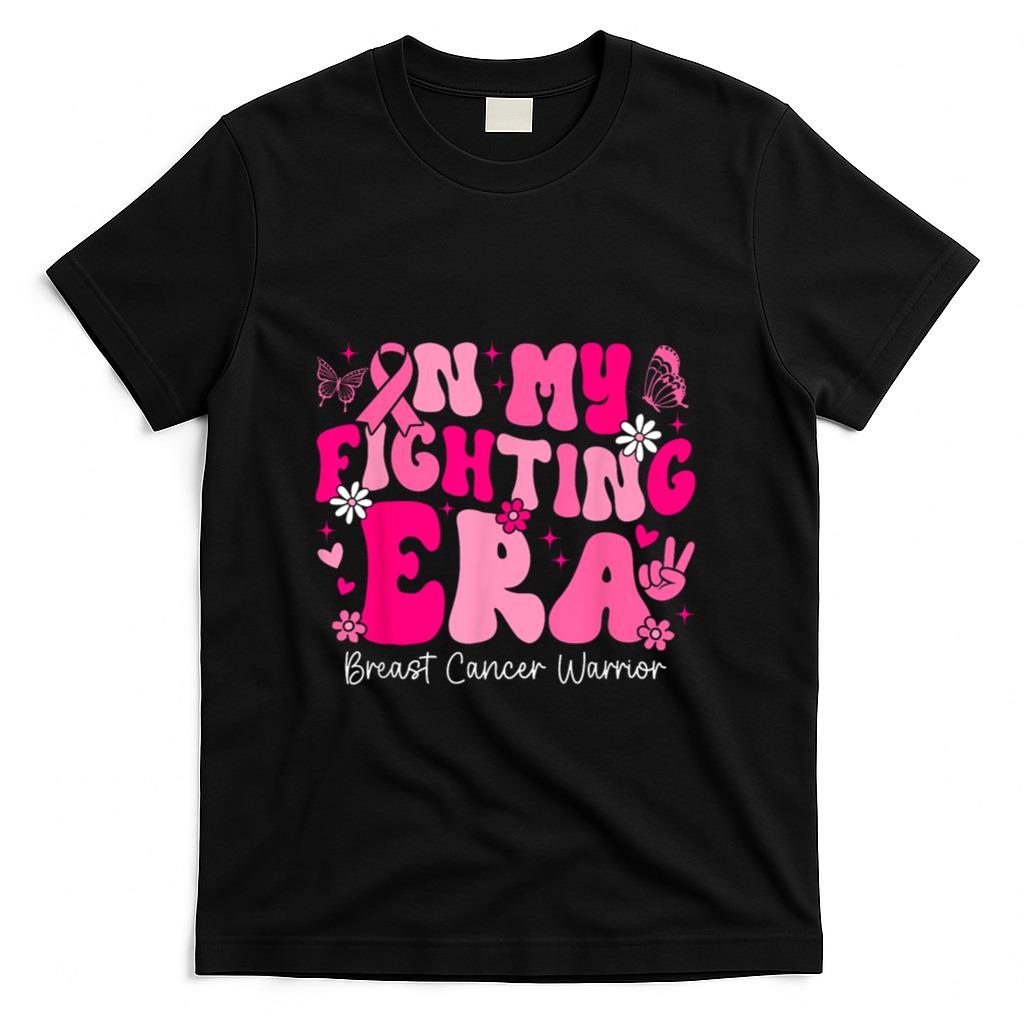 In My Fighting Era Breast Cancer Awareness Warrior Groovy T-Shirt