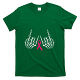 Skeleton Rock Hand Breast Cancer Awareness Cool Pink Ribbon T-Shirt
