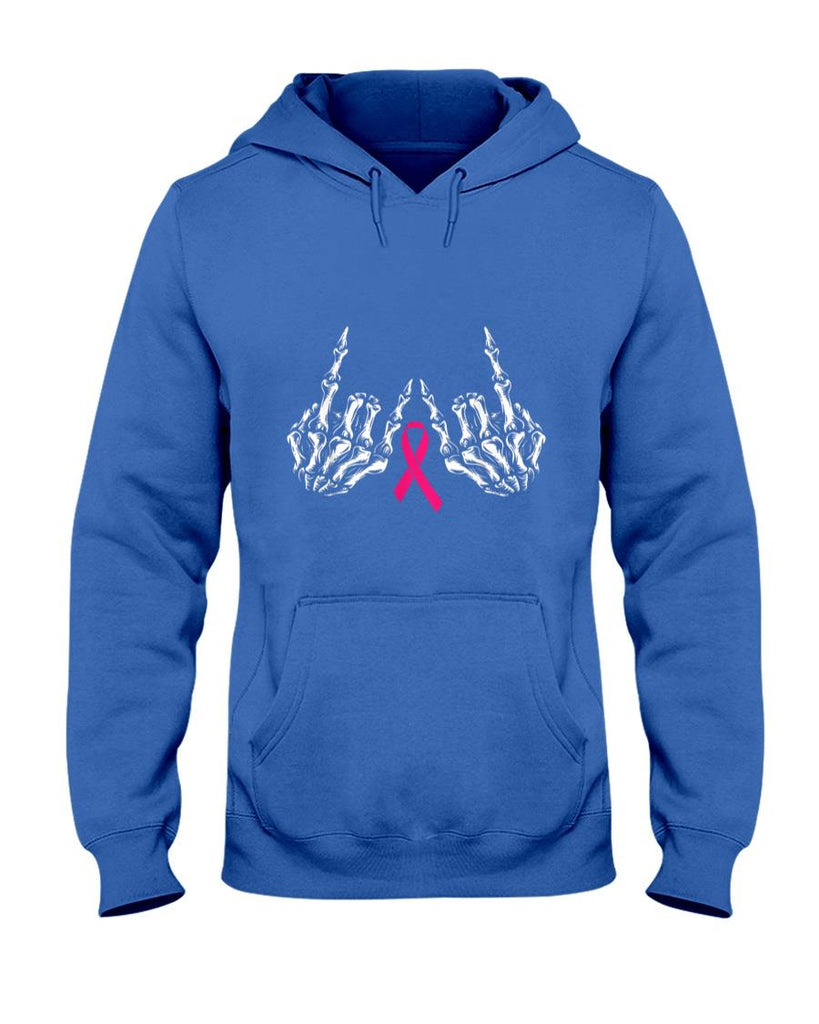 Skeleton Rock Hand Breast Cancer Awareness Cool Pink Ribbon T-Shirt