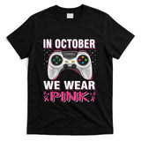 In October We Wear Pink Breast Cancer Gaming Kids Boys Youth T-Shirt