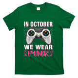 In October We Wear Pink Breast Cancer Gaming Kids Boys Youth T-Shirt