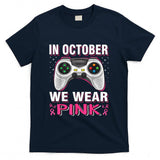 In October We Wear Pink Breast Cancer Gaming Kids Boys Youth T-Shirt