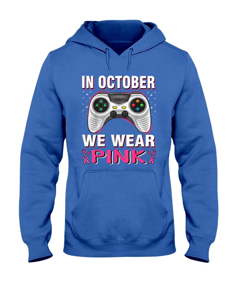 In October We Wear Pink Breast Cancer Gaming Kids Boys Youth T-Shirt