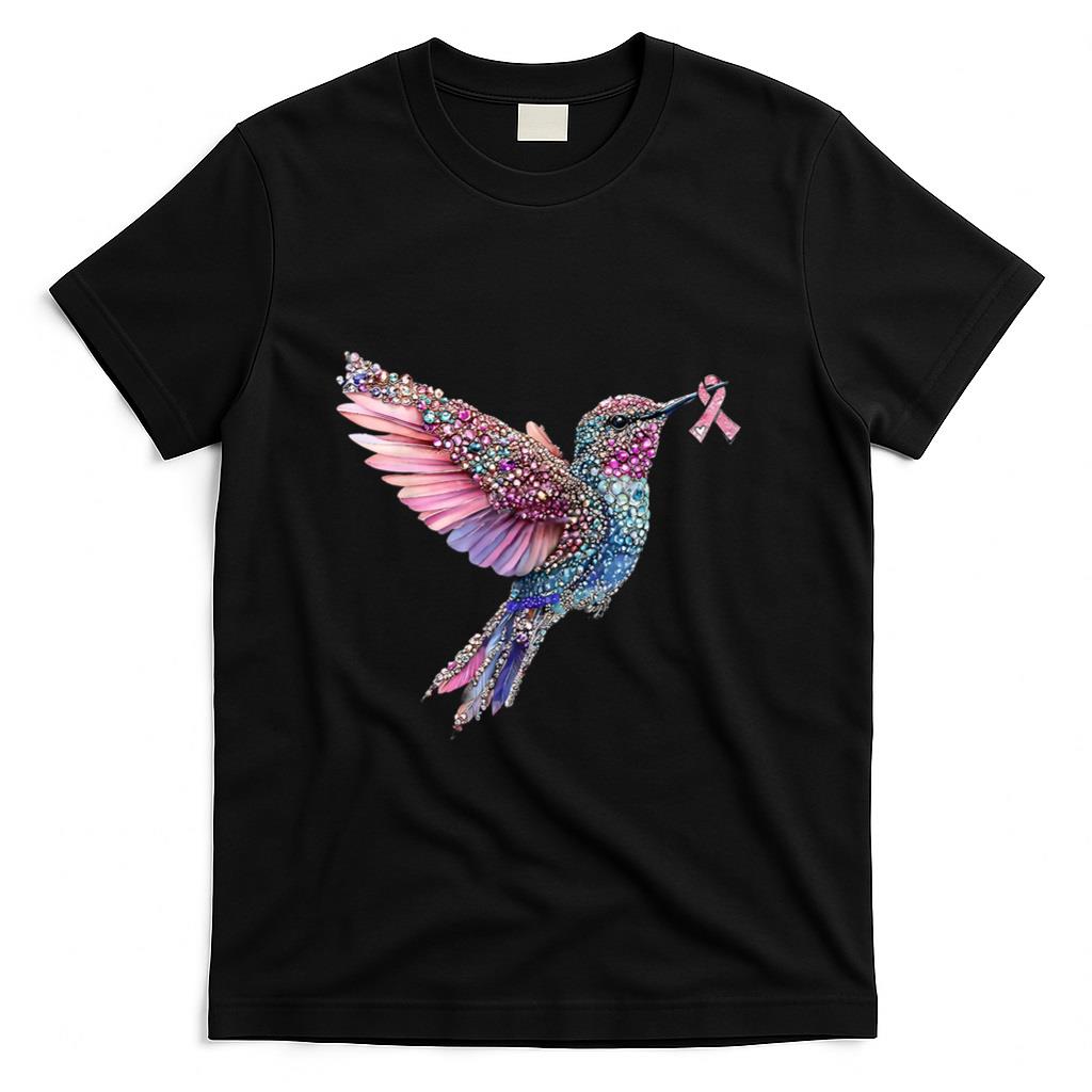 Hummingbird Pink Ribbon Breast Cancer Awareness T-Shirt