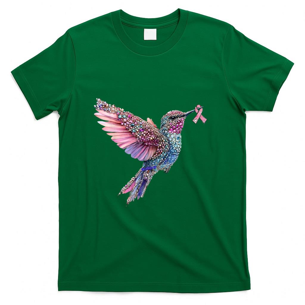 Hummingbird Pink Ribbon Breast Cancer Awareness T-Shirt