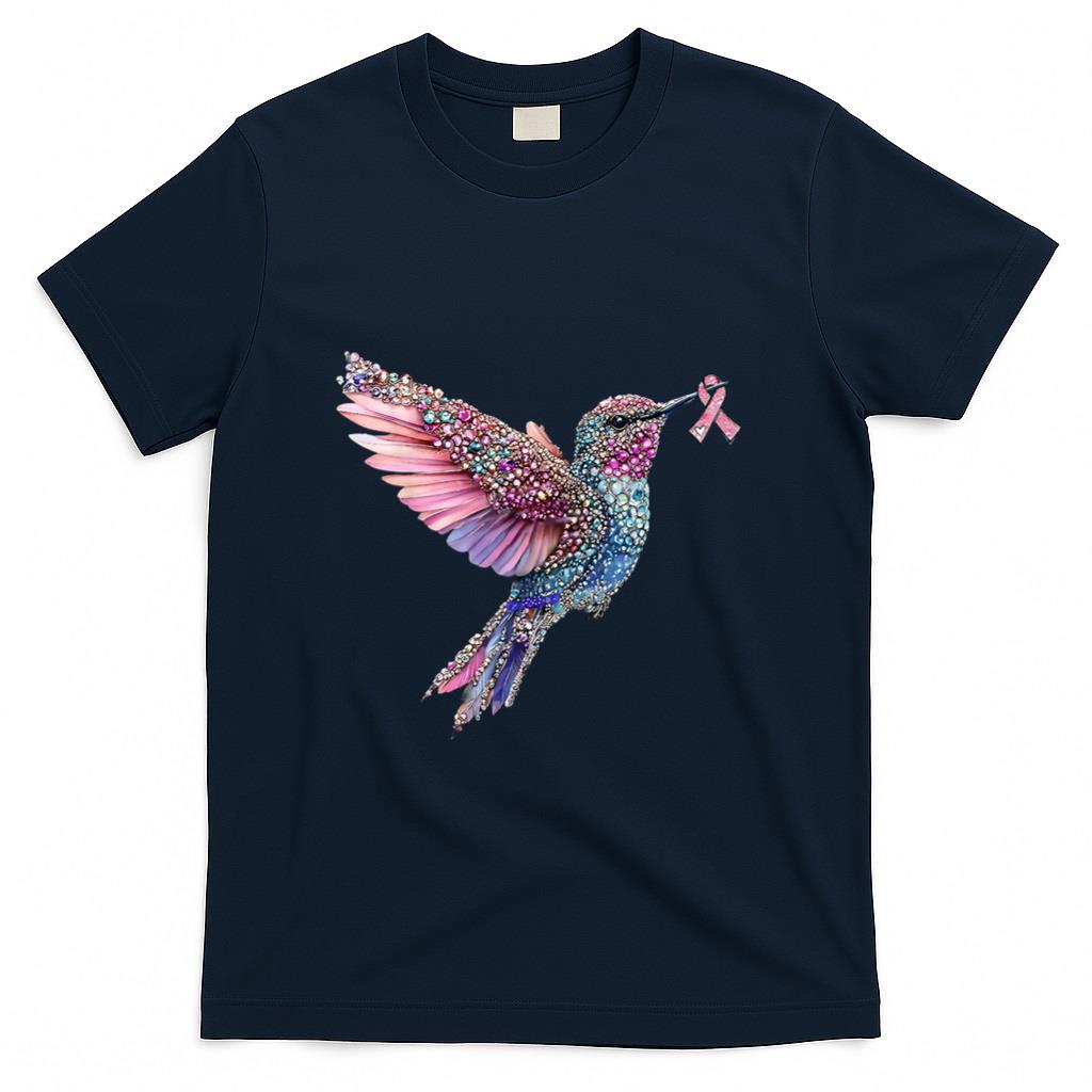 Hummingbird Pink Ribbon Breast Cancer Awareness T-Shirt