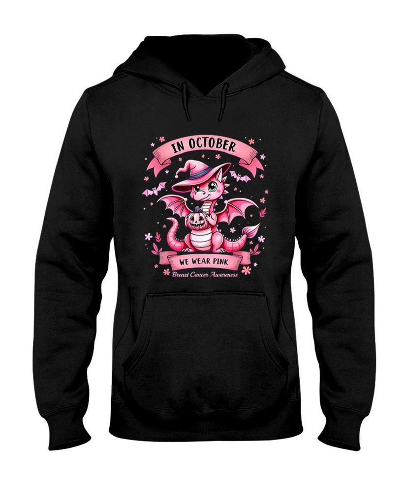 October We Wear Pink Breast Cancer Awareness Dragon T-Shirt