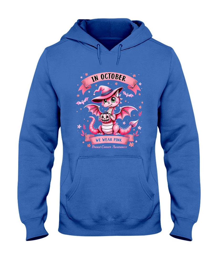 October We Wear Pink Breast Cancer Awareness Dragon T-Shirt