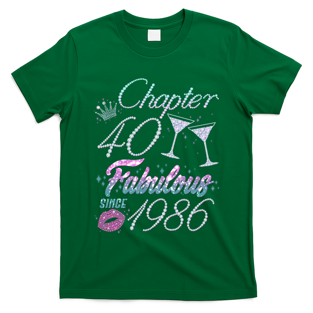 40th Birthday Chapter 40 Fabulous Since 1986 Rhinestones Diamonds T-Shirt