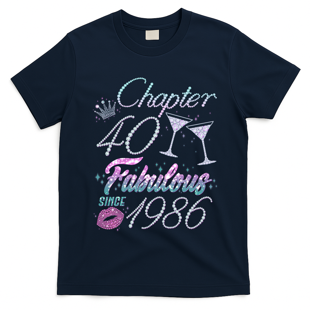40th Birthday Chapter 40 Fabulous Since 1986 Rhinestones Diamonds T-Shirt