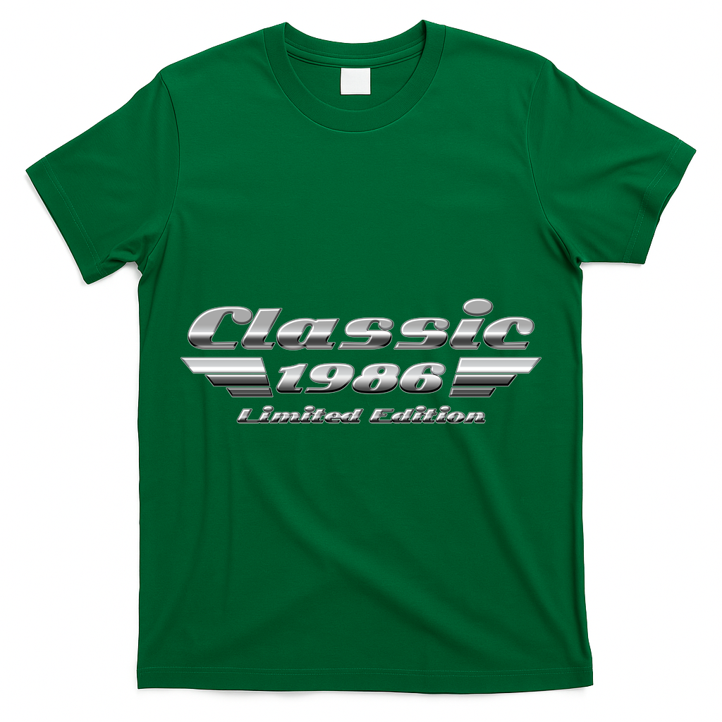 40th Birthday Classic 1986 Limited Edition Metallic Chrome Birthday T-Shirt
