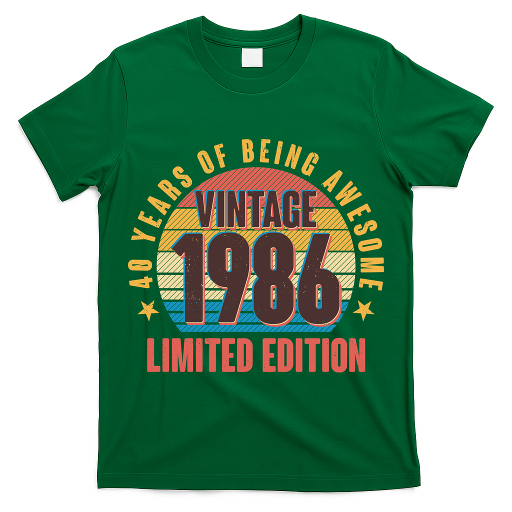 40th Birthday Vintage 1986 40 Years Of Being Awesome Limited Edition  T-Shirt