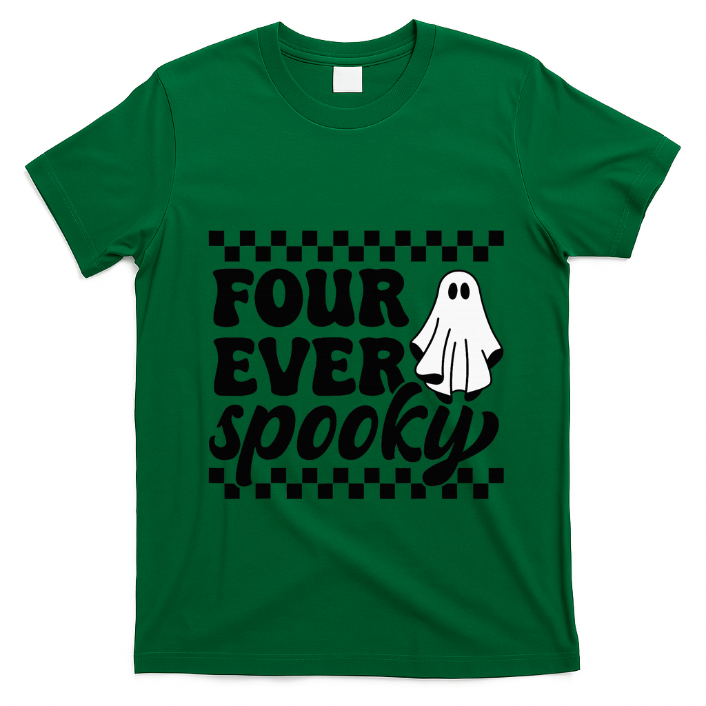 4th Fourth Birthday Four Year Old Halloween Four Ever Spooky T-Shirt - Irish Green