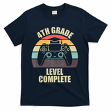 4Th Grade Level Complete Gaming Gamer Graduation T-Shirt - Navy