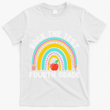 4th Grade Teacher Rock The Test Day Fourth Grade Testing T-Shirt - White