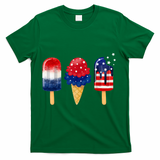 4th of July Popsicle American Flag Patriotic Summer Boy Girl T-Shirt - Green
