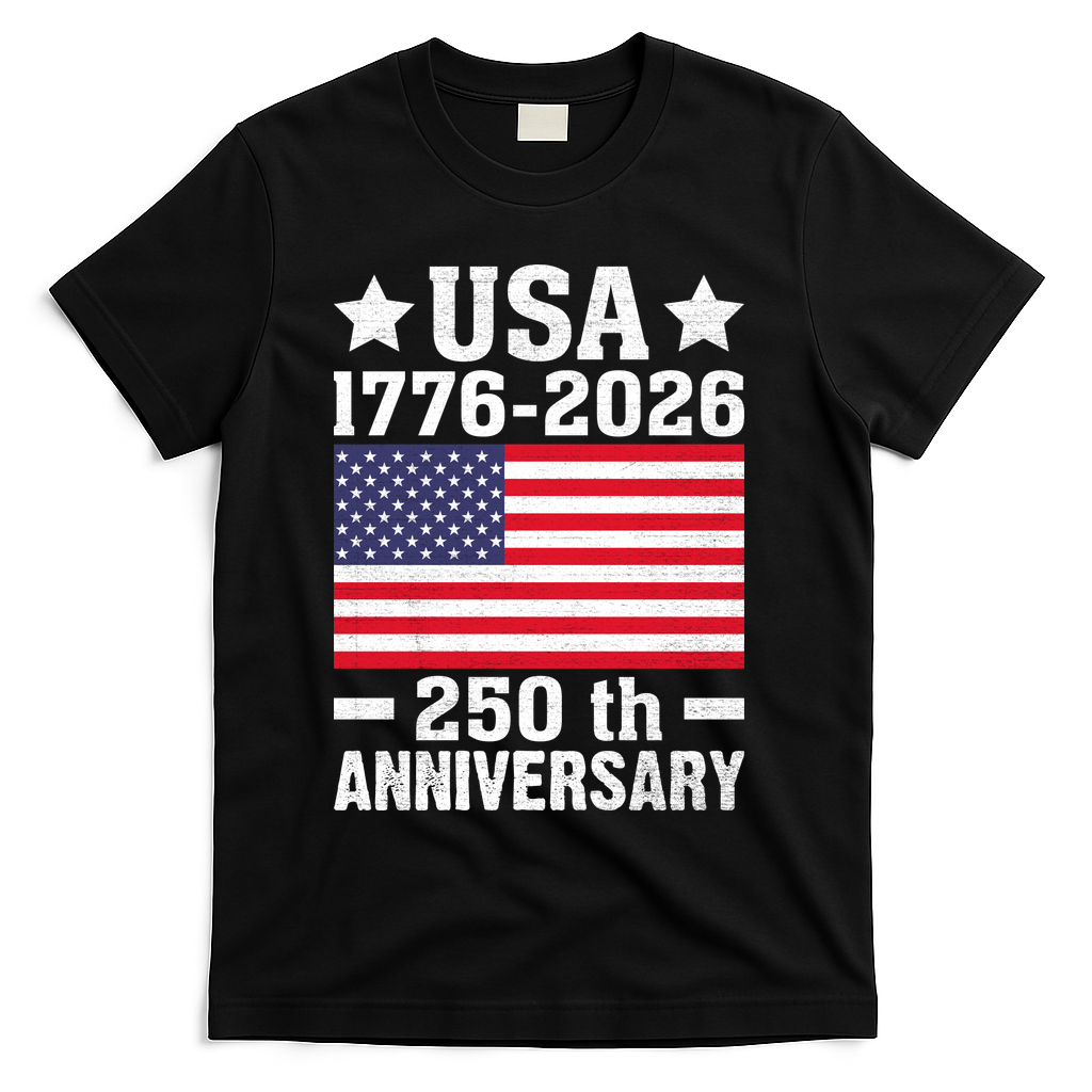 4th Of July America Flag Patriotic 250th Anniversary USA T-Shirt - Black