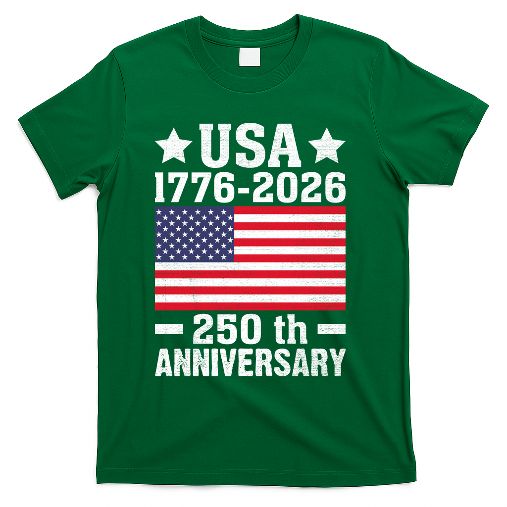 4th Of July America Flag Patriotic 250th Anniversary USA T-Shirt - Green
