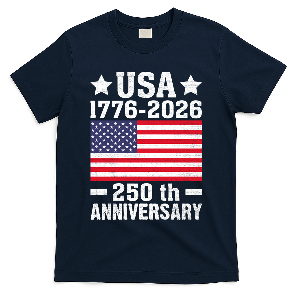 4th Of July America Flag Patriotic 250th Anniversary USA T-Shirt - Navy