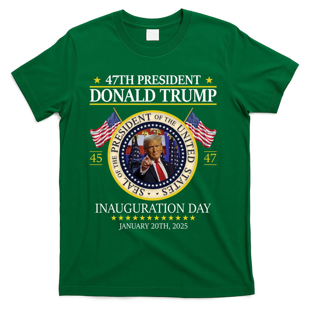 47th President Donald Trump Inauguration Day 2025 Design T-Shirt - Green