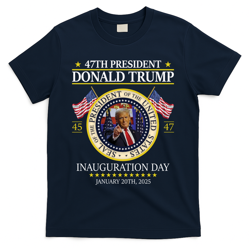 47th President Donald Trump Inauguration Day 2025 Design T-Shirt - Navy