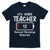 4th-Grade Teacher Summer Recharge Required Last Day School T-Shirt - Navy