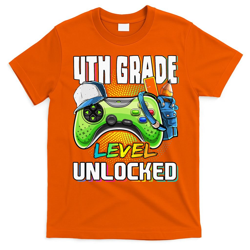 4th Grade Level Unlocked Video Game Back to School T-Shirt