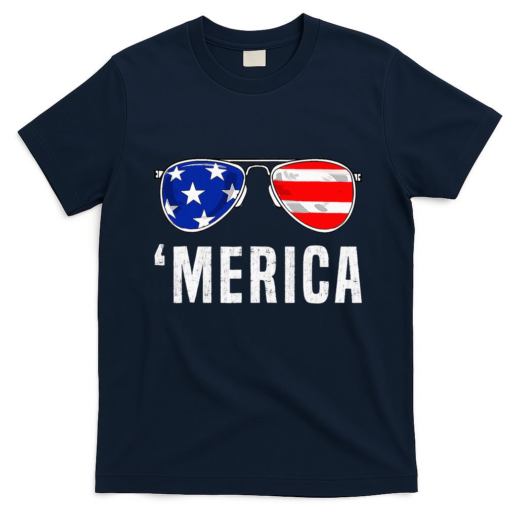 4th Of July Merica American Flag Sunglasses T-Shirt