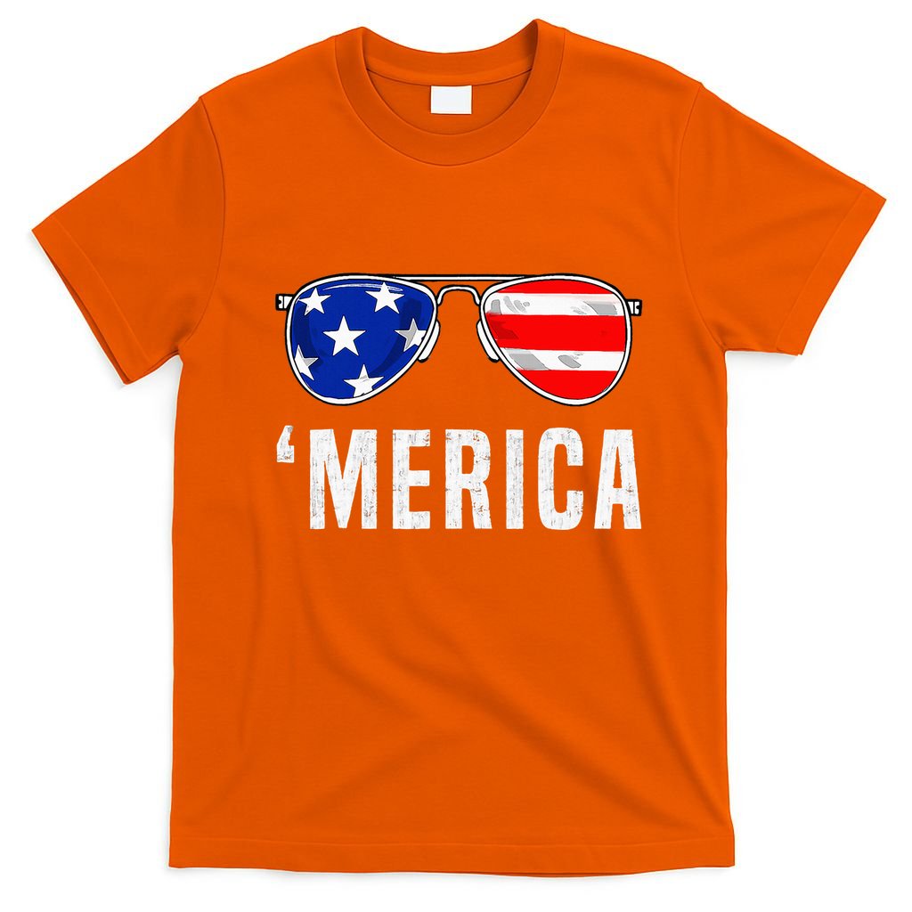 4th Of July Merica American Flag Sunglasses T-Shirt