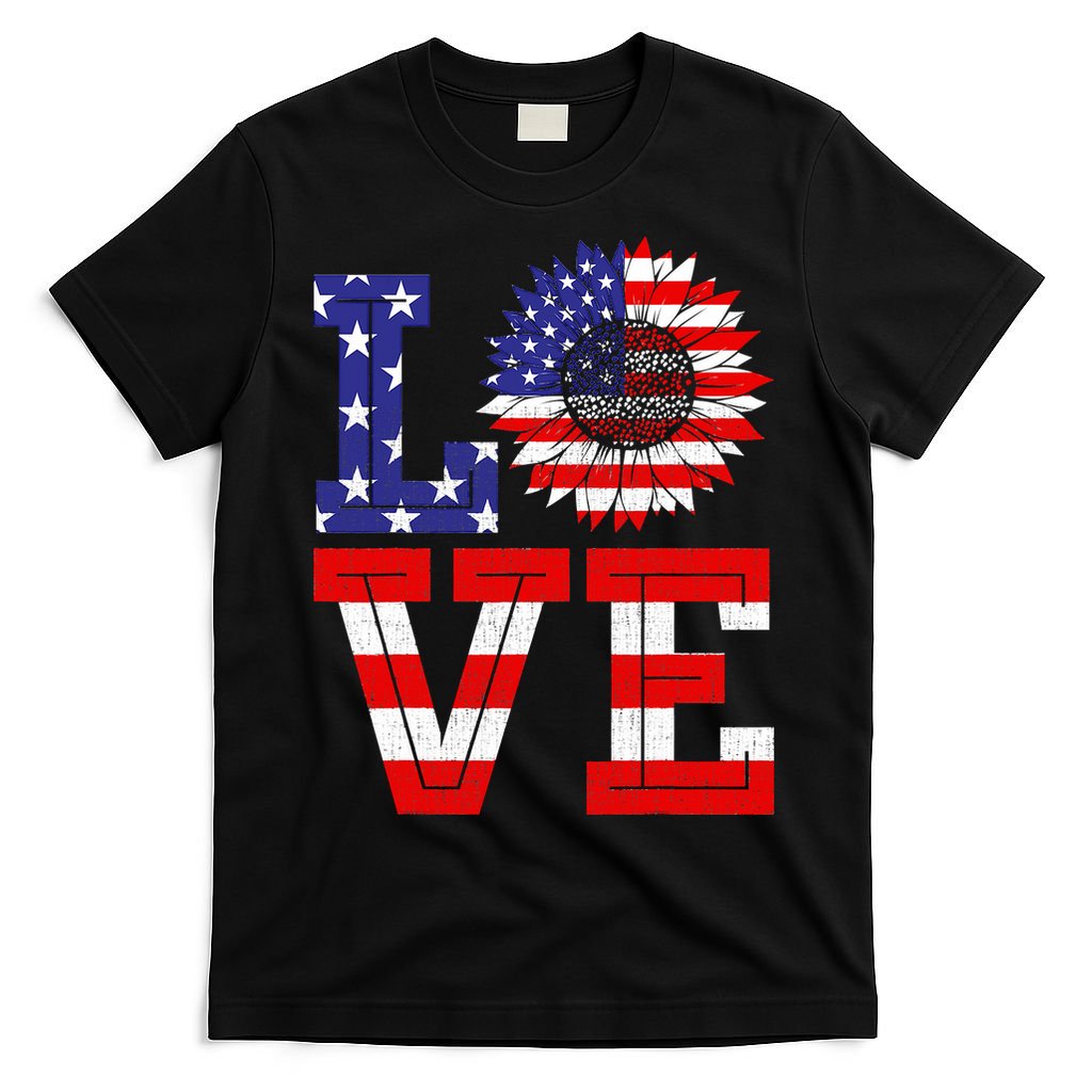 4th Of July Love Sunflower Patriotic T-Shirt
