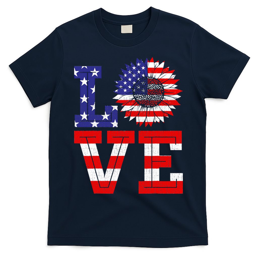 4th Of July Love Sunflower Patriotic T-Shirt