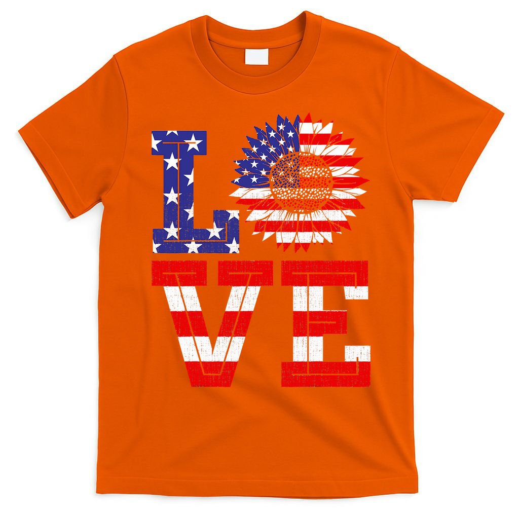 4th Of July Love Sunflower Patriotic T-Shirt