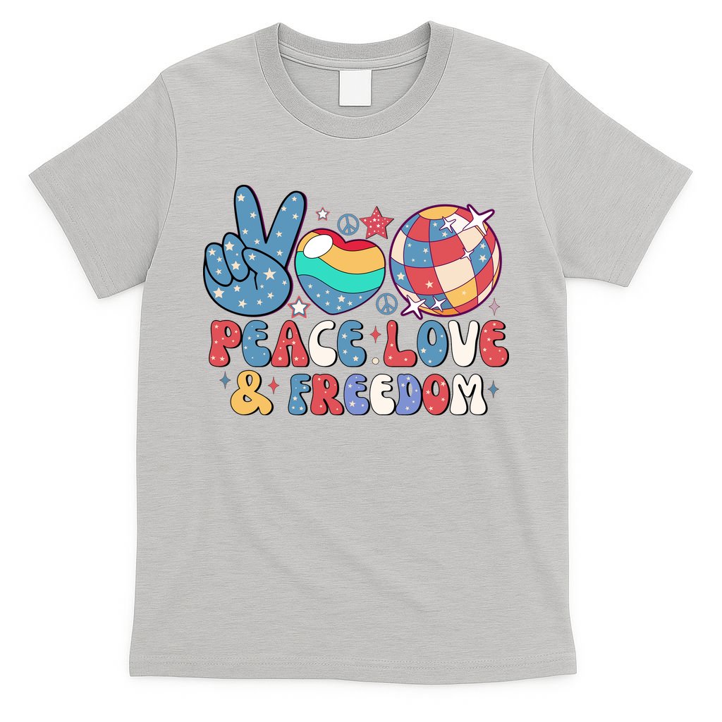 4th Of July Retro Peace Love & Freedom Gift T-Shirt