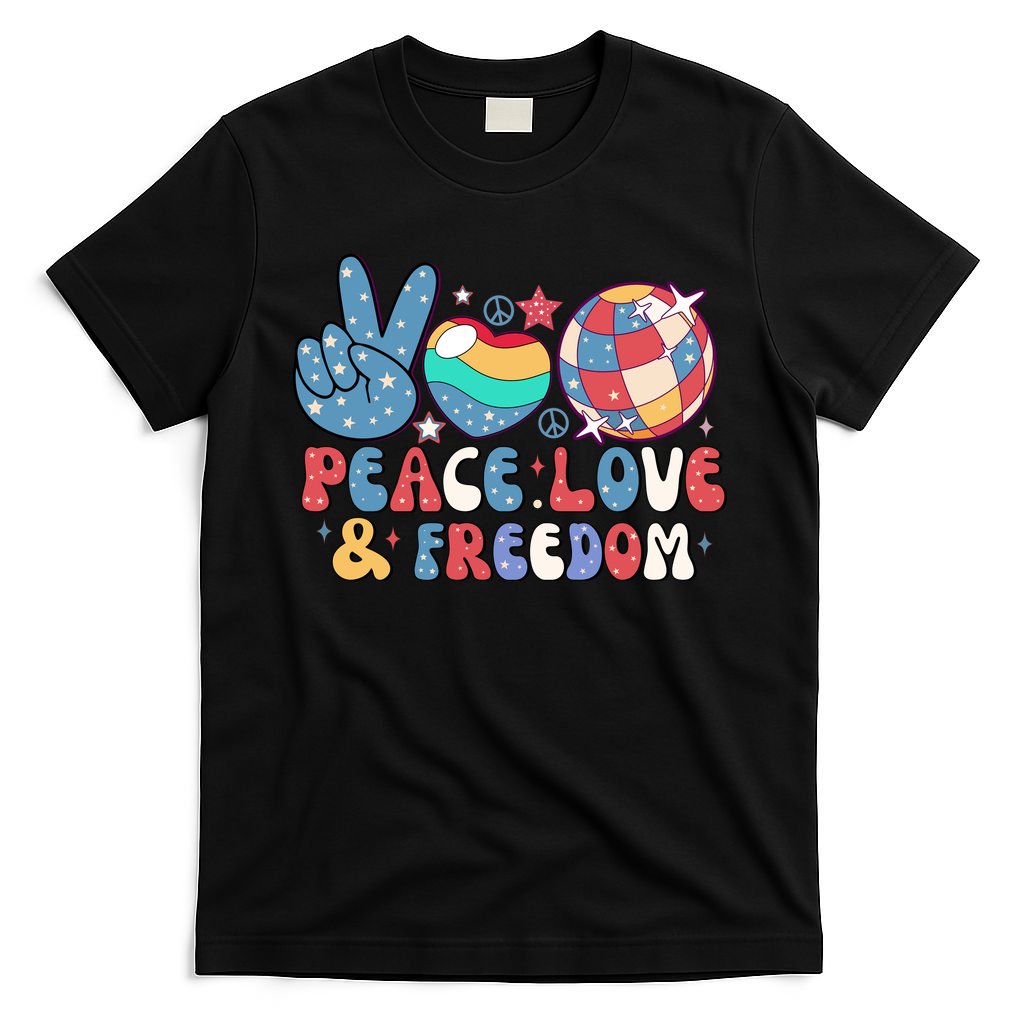 4th Of July Retro Peace Love & Freedom Gift T-Shirt