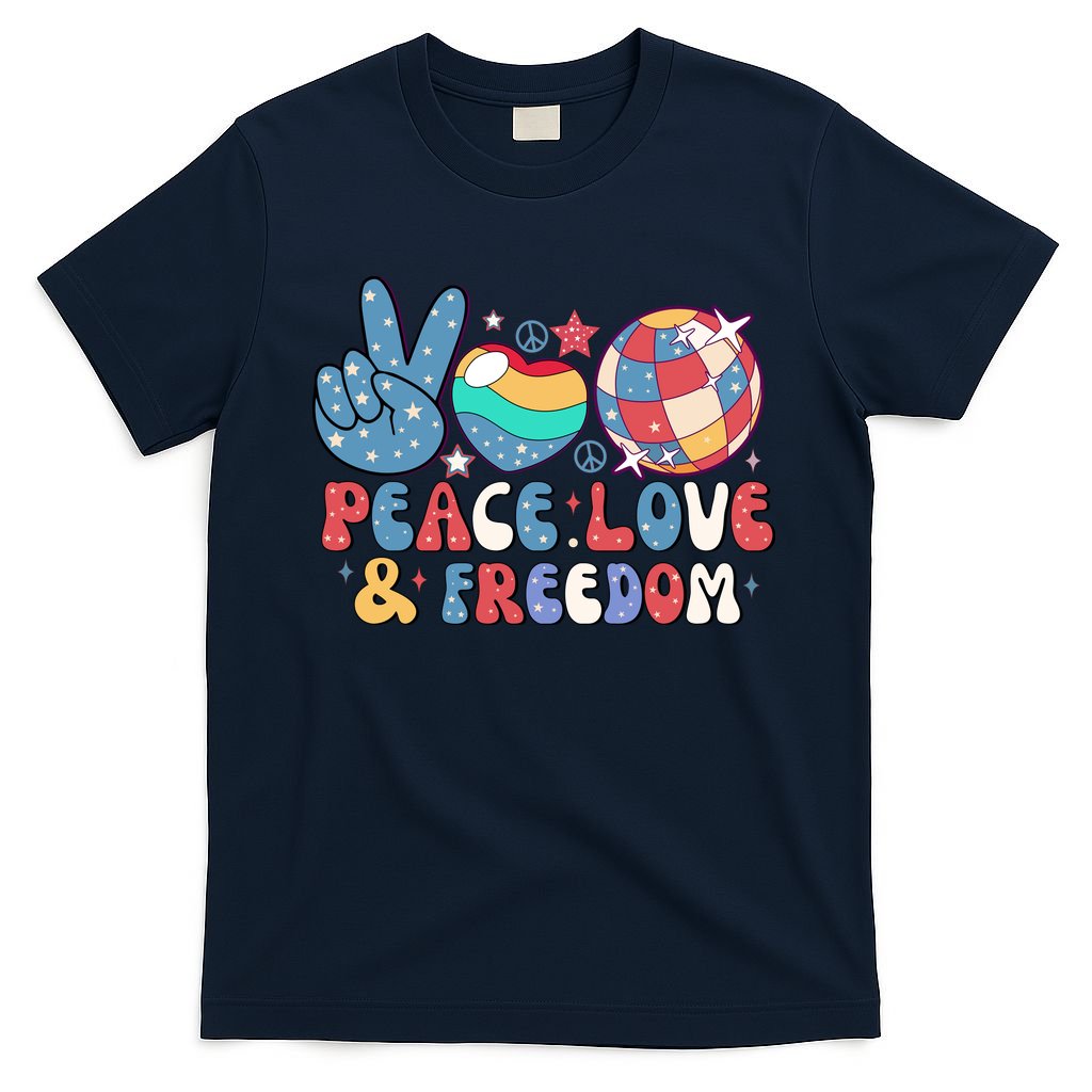 4th Of July Retro Peace Love & Freedom Gift T-Shirt