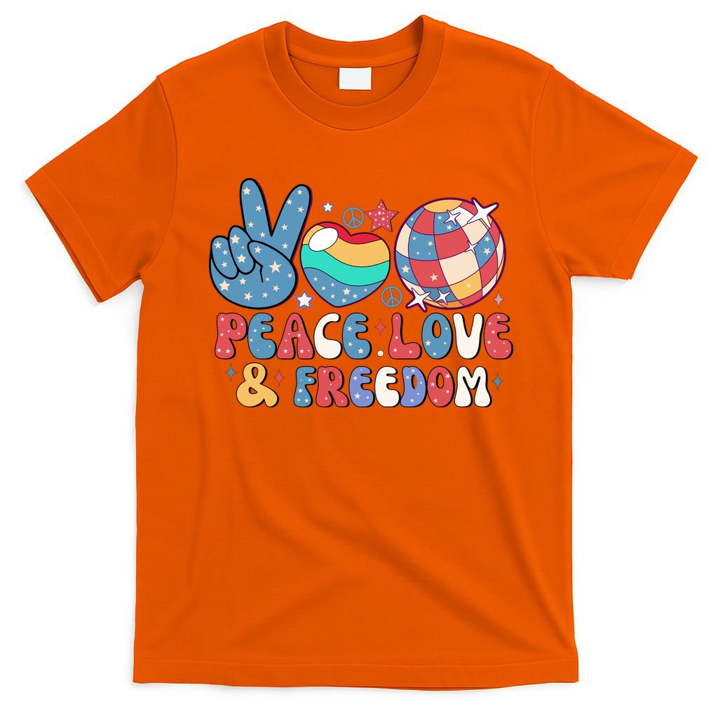 4th Of July Retro Peace Love & Freedom Gift T-Shirt