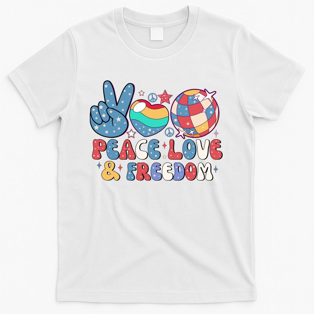 4th Of July Retro Peace Love & Freedom Gift T-Shirt