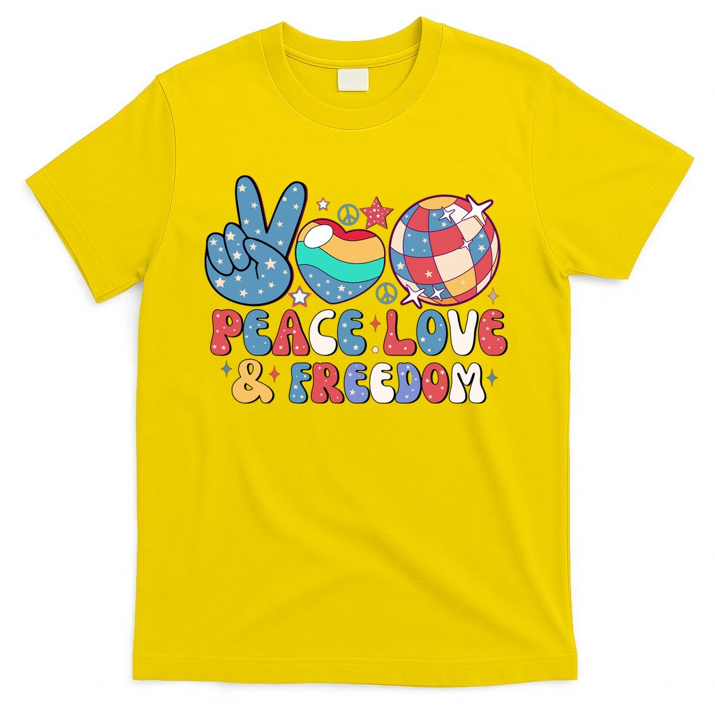 4th Of July Retro Peace Love & Freedom Gift T-Shirt