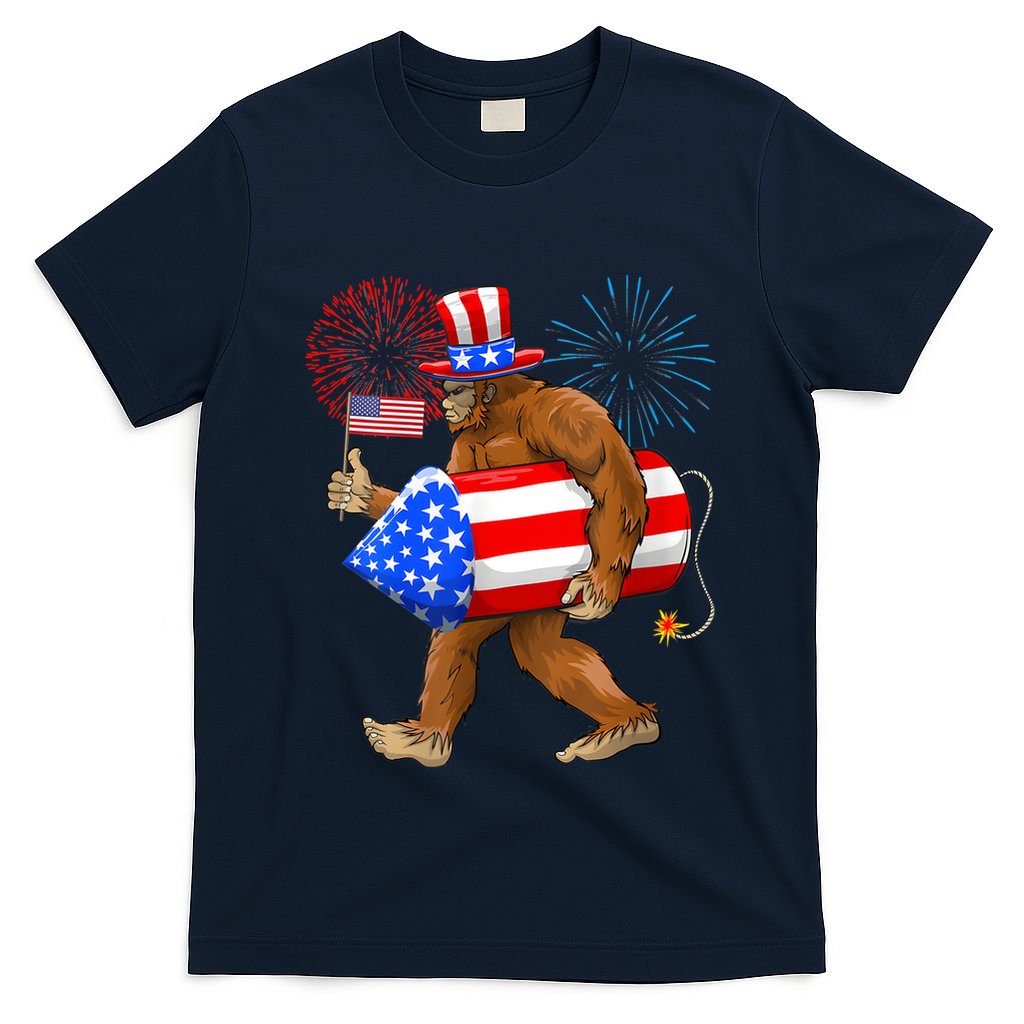 4th Of July Bigfoot American Flag Fireworks Sasquatch T-Shirt