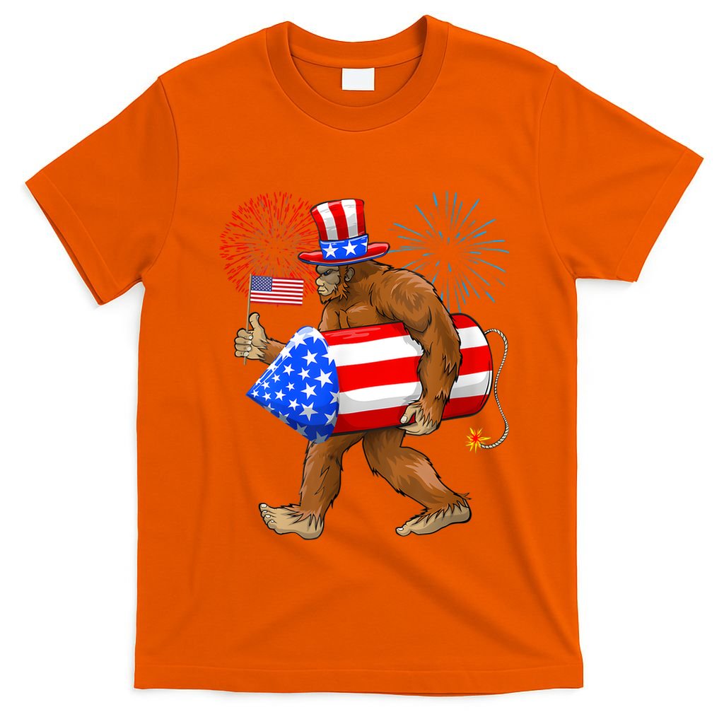 4th Of July Bigfoot American Flag Fireworks Sasquatch T-Shirt